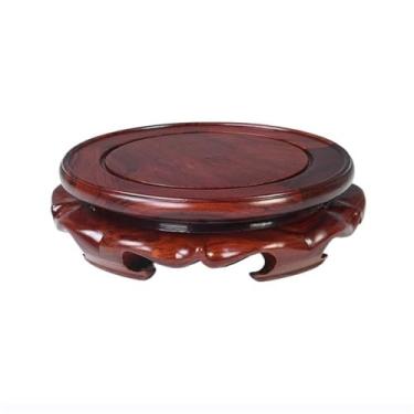 Imagem de suporte para bonsai Pedestal em miniatura de sândalo vermelho estilo chinês, para vasos, pedras, bules, base decoração(Grande)