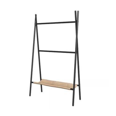 Imagem de porta-toalhas Toalheiro de chão para banheiro, rack armazenamento, toalheiro, roupas, organizador autônomo(Preto)