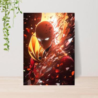 Imagem de Quadro One Punch Man Saitama Anime A4  Placa MDF 09 - Lomi Art