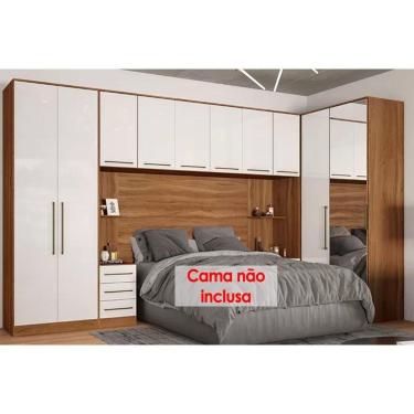 Imagem de Quarto Casal Modulado Irlanda 7 Peças (3 Armários + 1 Ponte Aérea + 3 Complementos) Qcm158 Amendola-branco - Demóbile