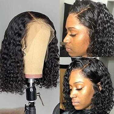 Imagem de Zerodis Peruca Encaracolada Bob Saúde Beleza Cabeleireiro e Barbear Cuidados Com o Cabelo Estilo Cuidados Com o Cabelo Estilo Net Perucas de Ondas Profundas Com Ajuste Ajustável Curta Encaracolada de 14 Polegadas para Uso Diário Encaracolado