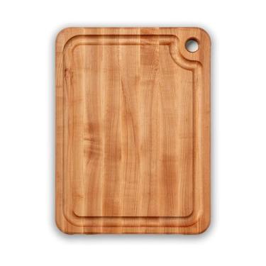 Imagem de John Boos Prestige Series Tábua de corte retangular de madeira 51 x 38 cm – 3 cm de espessura, bloco de açougueiro reversível de 4,5 kg com sulco de suco, grão de borda e orifício de aderência para os