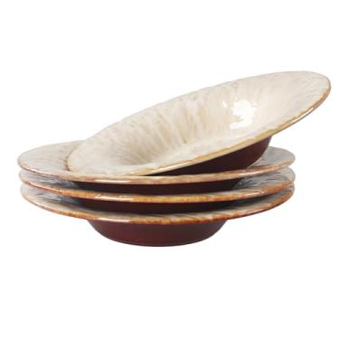 Imagem de jinsongdafa Tigelas de massa de cerâmica 623 g, pratos de salada, para servir sopa, macarrão, jantar, conjunto de 4 tigelas grandes de cozinha, seguro para micro-ondas, aplicação interna e externa