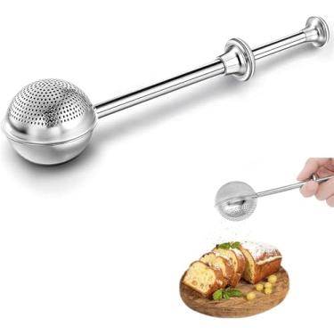 Imagem de Espanador de açúcar em pó, varinha de aço inoxidável, peneira de farinha para assar, farinha, especiarias, utensílios de panificação