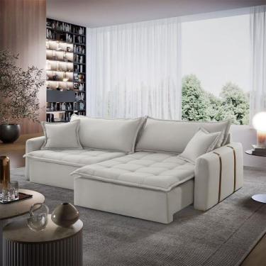 Imagem de Sofá Cama Arizona Linho em Madeira Eucalipto 210 cm Braço 15 cm Meu So