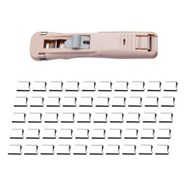 Imagem de Grampeador de mesa com 50 clipes reutilizáveis de aço inoxidável, dispensador de grampo de fichário com capacidade para documentos de escritório, material escolar