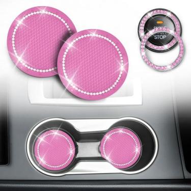 Imagem de Porta-copos Car Cup Econour (pacote com 2) com botão rosa