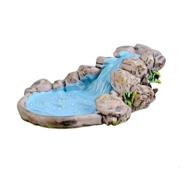 Imagem de WLSuDHoncc 1 miniatura azul DIY mini piscina aquática jardim de fadas ornamento de gramado estátuas ao ar livre para decoração de casa de boneca de montanha artesanato jardim esculturas e estátuas