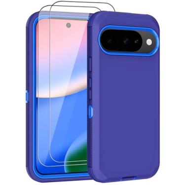 Imagem de Aimoll-88 Capa para Google Pixel 10/Pixel 10 Pro com 2 protetores de tela resistente contra quedas, capa protetora de celular à prova de poeira para Pixel 9/9 Pro (azul)