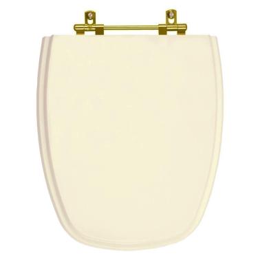 Imagem de Assento Sanitario Monte Carlo Creme Para Vaso Deca Com Ferragem Dourada