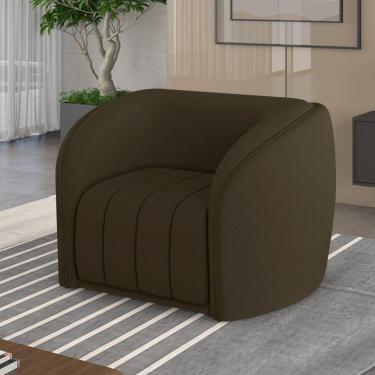 Imagem de Poltrona Decorativa Sala De Estar Adam Veludo Marrom G45 - Gran Belo