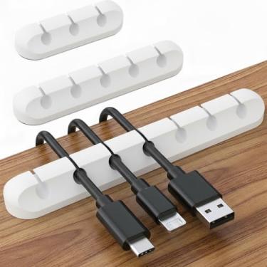 Imagem de Clipes de gerenciamento de cabos – Organizadores de cabos de silicone para casa, escritório, carro – Suportes de fio autoadesivos para USB, cabos de carregamento - Vendido como um combo de 3, 5 e 7