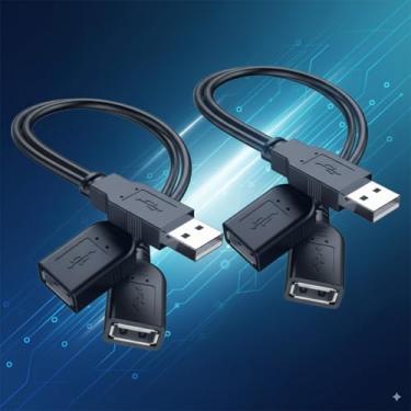 Imagem de Cabo divisor Y USB 2.0 A macho para USB duplo A fêmea, adaptador de hub de extensão de 15 cm para carregamento e dados, não para CarPlay/Android Auto 2 unidades