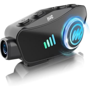 Imagem de Fone de ouvido para capacete de motocicleta com câmera, Moman H4C com 【Câmera 1080p】 Ângulo amplo de 120° disparo de 360° Alto-falante de fone de ouvido de motocicleta de uso único com cartão TF de