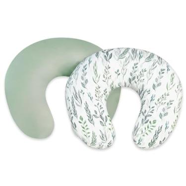 Imagem de DILIMI Pacote com 2 capas de almofada de amamentação, capa elástica removível para travesseiros de amamentação, capa ultra macia e confortável para bebês e meninos, folha verde