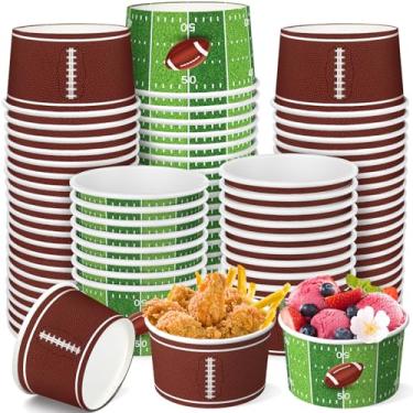 Imagem de GiftPioneer Tigela grande de lanche de futebol com 50 peças, copos de lanche de futebol de 340 g, balde de papel descartável, suprimentos de festa de futebol para eventos esportivos, dias de jogos,