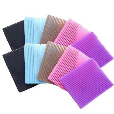 Imagem de 10 peças de adesivos coloridos de franja mágica quadrada de nylon para pasta de cabelo, franja, clipe fixo, ferramenta de cuidados para acessórios de maquiagem (cor aleatória, 7,7 x 6,1 cm/3 x 2,4