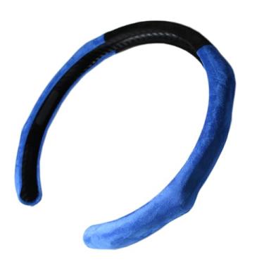 Imagem de Capa de volante de camurça esportiva de instalação rápida com alças azuis universal para qualquer captador de 14,5 a 38 cm de carro Sedan Coupe SUV