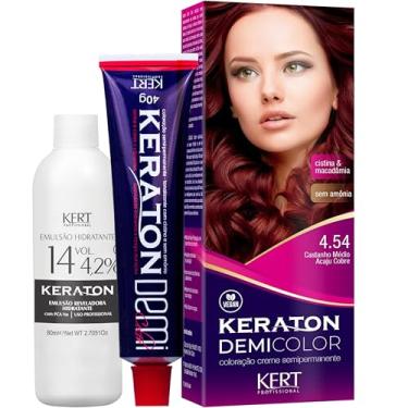 Imagem de Keraton, Coloração, Demi Color, 40 g + 80ml, Nº 4.54 Castanho Médio Acaju Acobreado