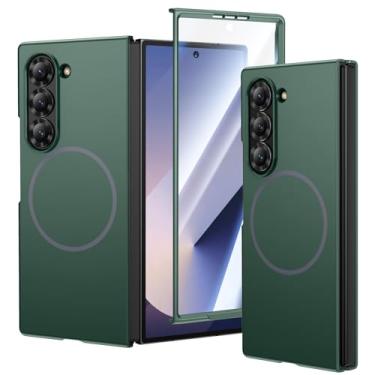 Imagem de VEGO Capa para Galaxy Z Fold 6, capa para Samsung Z Fold6 com protetor de tela frontal de vidro temperado, compatível com MagSafe, capa fina com suporte magnético fino para carregamento sem fio