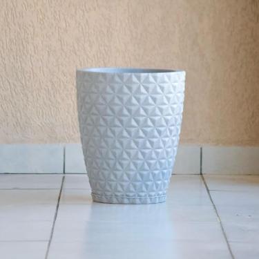 Imagem de Vaso Para Plantas Grande Coluna Cone Diamante 42x34 com Prato em Polietileno Jardim Sala (Cinza)