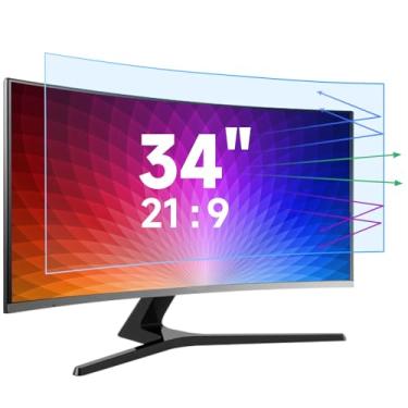 Imagem de ANTOGOO V Protetor de tela de mesa com filtro de luz azul de 34 polegadas 21:9, película antirreflexo, protetor de tela com bloqueio de luz azul para monitor de computador de 34 polegadas, bordas