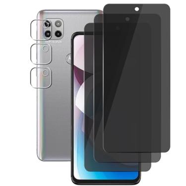 Imagem de (3+3) Para Motorola One 5G Ace/One 5G UW Ace/Moto G 5G (2020) (pacote com 3) Protetor de tela privado antiespionagem de vidro temperado com protetor de lente de câmera, antiarranhões