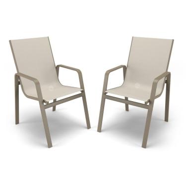 Imagem de Kit 2 Cadeiras Miami Gourmet Alumínio Fendi Tela Bege