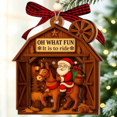 Imagem de Ornamento de cavalo – Ornamento de cavalo de Papai Noel para árvore de Natal, enfeite de cavalo exclusivo 2025 presentes para amantes de cavalos, enfeite de Natal de cavalo de Papai Noel e decoração