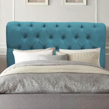 Imagem de Cabeceira Estofada Cama Box Casal 140cm París Suede Azul Turquesa- Mabe Magazine