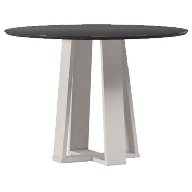 Imagem de Mesa De Jantar 100x100 Cm Isabela Com Vidro Off White Preto – New Ceval