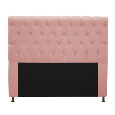 Imagem de Cabeceira Cristal 195cm King Size com Strass Suede Rosê