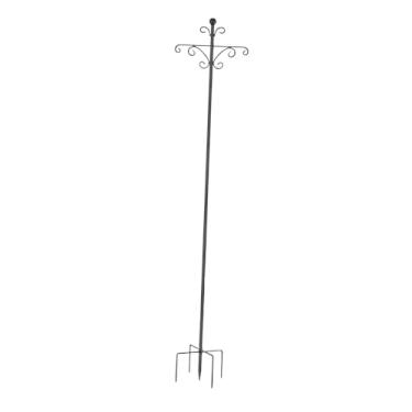 Imagem de Gralara Gancho de pastor para exterior com ganchos duplos, cesto de plantas suspenso para jardim, ferro com base de 5 pontas para lanterna, 92inch