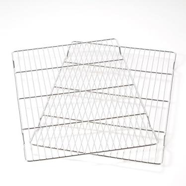 Imagem de Mlintech Rack de resfriamento, 2 unidades de rack de arame de aço inoxidável resistente para cozinhar (42 x 29 cm) - Rack de arame para forno para assadeiras, pão, lavável na lava-louças e grades de