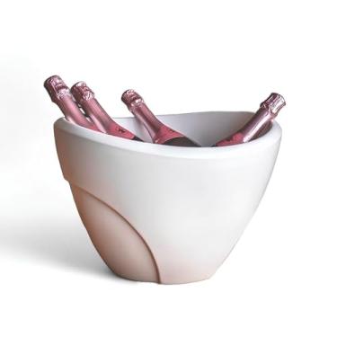 Imagem de Champanheira de Polietileno, Balde de Gelo com Parede Dupla, 13L, Branca, 28x42x38cm, para 4 Garrafas