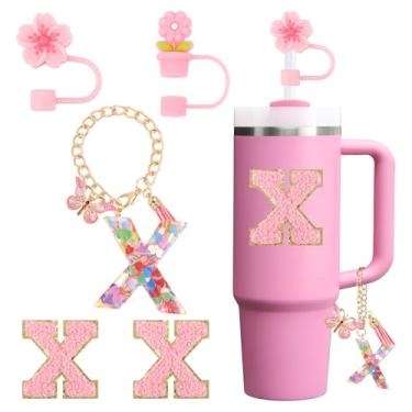 Imagem de Conjunto de acessórios para copo Stanley Cup 850.5 g 1,134.0 g copo com alça, incluindo tampa de palha, pingente de alça, adesivo 5 peças (X)