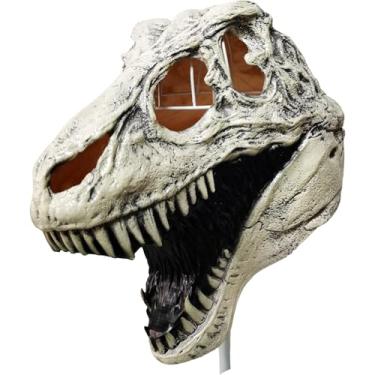 Imagem de Xanmmdylum Acessório de dinossauro animal tiranossauro caveira cosplay dinossauro látex capuz máscara, adereços para fantasia de Halloween, adulto