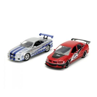 Imagem de Pack 2 Velozes e Furiosos - Mitsubishi Lancer Evolution IX e Brian's Nissan Skyline GT-R (BNR34) - 1/32 - Jada