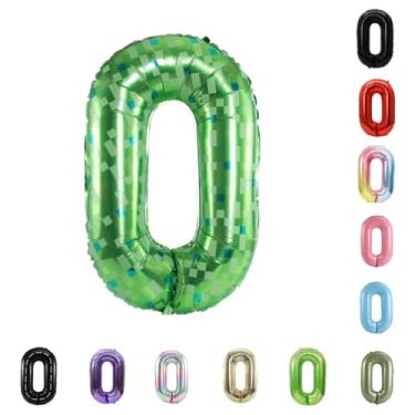 Imagem de Balão grande de hélio com número de hélio de 101 cm para festa de casamento 0-9 (pixel verde, 0)