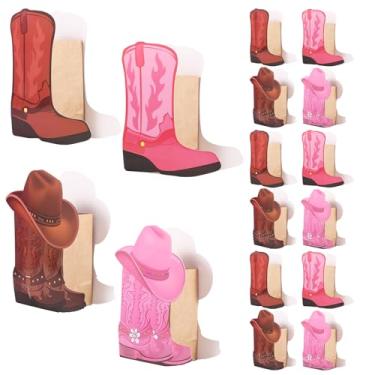 Imagem de HJJWNDDNG 16 peças de saco de papel caubói padrão de bota e chapéu saco de papel grosso do oeste selvagem com filme à prova d'água lembrancinha de festa cowboy (cor mista, 16 peças)