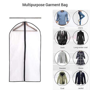 Imagem de TOPINCN Capas para Roupas, Bolsas de Vestuário PEVA, Capa contra Poeira Com Zíper para Roupas de Dança de Terno, Conjunto de 6 Peças (Branco)