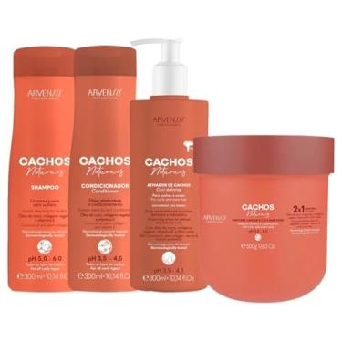 Imagem de Cabelo Cacheado Crespo Arvensis Kit Ativador Cachos, Shampoo, Condicionador, 2x1 - Definição e Hidratação Intensa
