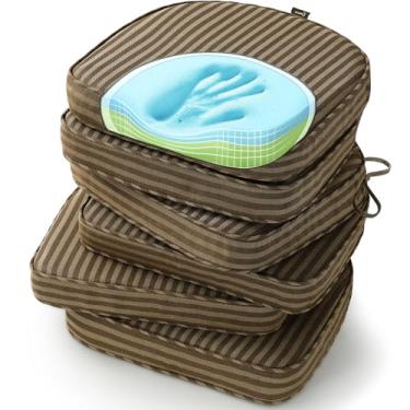 Imagem de SUNROX Almofadas de cadeira de espuma de memória de gel, FadeShield Water, resistentes a manchas, almofadas reversíveis duráveis com laços para cozinha interna/externa, sala de jantar, escritório, 43