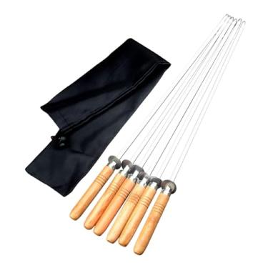 Imagem de RNXRZANK Conjunto de 6 Espetos Planos de aço Inoxidável para Churrasco com Bolsa de Armazenamento, Acessórios para Grelhar em Piqueniques E para Preparar Carne