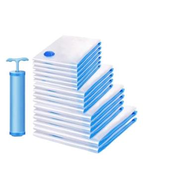 Imagem de Kit 16 Peças – 15 Saco a Vacuo para Roupas 5-50x60cm + 5-60x80cm + 5-70x110cm + 1 Bomba Manual(KIT 10 UNIDADES SACOS A VÁCUO)