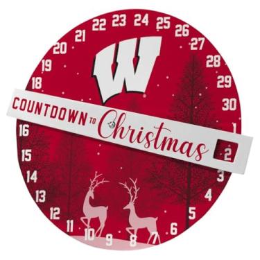 Imagem de Pegasus Sports NCAA Decoração de parede de contagem regressiva para o Natal - 31 cm, cores do time (Wisconsin Badgers)