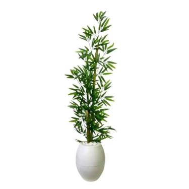 Imagem de Planta Artificial Bambu Mosso Da Sorte com Vaso Decorativo Polietileno – Decoração Elegante para Interior e Varandas(Vaso Oval Branco)