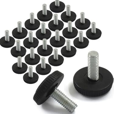 Imagem de Kyuionty M6 Pés de nivelamento ajustáveis roscados, 24 peças de pés de nivelamento de móveis, rosqueados, rosqueados, niveladores para mesa/cadeiras/bancos/pernas de armários