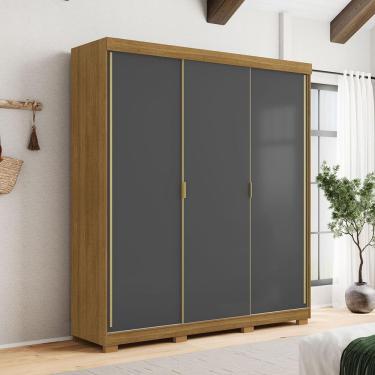 Imagem de Guarda-roupa Porto 3 Portas Correr Dupla Face 4 Gavetas Alasca/nature 100% Mdf