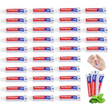 Imagem de HAIFOTRVA Pasta de dente descartável com 300 tubos, tamanho de viagem, 5 g, pasta de dente extra pequena, tamanho de viagem, pasta de dente descartável para hotéis, convidados, sem-teto, caridade